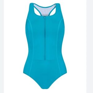 Amoena Key‎ West One Piece Swimsuit Mastectomy Aqua Blue size 8 Cup B NWT